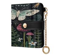 xigua Butterfly Mushroom Wallet for Women, Small Slim PU Leather Credit Card Wallets RFID Blocking Bifold, Zipper Coin Pocket Purse