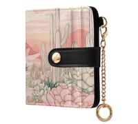 xigua Cactus and Succulents Wallet for Women, Small Slim PU Leather Credit Card Wallets RFID Blocking Bifold, Zipper Coin Pocket Purse