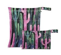 xigua Cactus Wet Bag Nappy Bag,2 PCS Wet Dry Bag, Reusable Produce Bags,Waterproof Washable Hanging Large Two Zippered Pockets for Baby Diaper Travel Beach Pool Daycare Gym Bag119