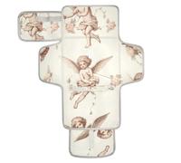 xigua Cartoon Angels Portable Diaper Changing Pad, Waterproof Baby Changing Mat with Storage Pocket & Built-in Pillow, Foldable Travel Pad, Newborn Gift Set for Boy Girl