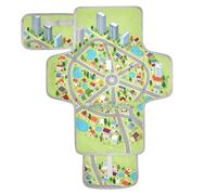 xigua Cartoon City Map Portable Diaper Changing Pad, Waterproof Baby Changing Mat with Storage Pocket & Built-in Pillow, Foldable Travel Pad, Newborn Gift Set for Boy Girl