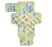 xigua Cartoon City Map Portable Diaper Changing Pad, Waterproof Baby Changing Mat with Storage Pocket & Built-in Pillow, Foldable Travel Pad, Newborn Gift Set for Boy Girl
