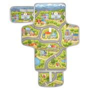 xigua Cartoon City Map Road Portable Diaper Changing Pad, Waterproof Baby Changing Mat with Storage Pocket & Built-in Pillow, Foldable Travel Pad, Newborn Gift Set for Boy Girl