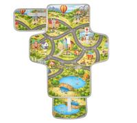 xigua Cartoon City Map Road Portable Diaper Changing Pad, Waterproof Baby Changing Mat with Storage Pocket & Built-in Pillow, Foldable Travel Pad, Newborn Gift Set for Boy Girl