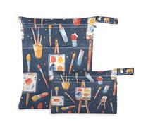 xigua Cartoon Drawing Board Wet Bag Nappy Bag,2 PCS Wet Dry Bag, Reusable Produce Bags,Waterproof Washable Hanging Large Two Zippered Pockets for Baby Diaper Travel Beach Pool Daycare Gym Bag422