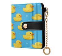 xigua Cartoon Ducks Yellow Wallet for Women, Small Slim PU Leather Credit Card Wallets RFID Blocking Bifold, Zipper Coin Pocket Purse