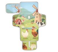 xigua Cartoon Farm Animals Portable Diaper Changing Pad, Waterproof Baby Changing Mat with Storage Pocket & Built-in Pillow, Foldable Travel Pad, Newborn Gift Set for Boy Girl