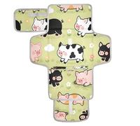 xigua Cartoon Farm Pigs Portable Diaper Changing Pad, Waterproof Baby Changing Mat with Storage Pocket & Built-in Pillow, Foldable Travel Pad, Newborn Gift Set for Boy Girl