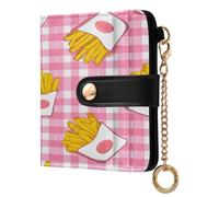 xigua Cartoon Fries Wallet for Women, Small Slim PU Leather Credit Card Wallets RFID Blocking Bifold, Zipper Coin Pocket Purse