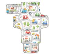 xigua Cartoon Playful Roadways Portable Diaper Changing Pad, Waterproof Baby Changing Mat with Storage Pocket & Built-in Pillow, Foldable Travel Pad, Newborn Gift Set for Boy Girl
