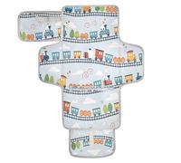 xigua Cartoon Playful Trains Portable Diaper Changing Pad, Waterproof Baby Changing Mat with Storage Pocket & Built-in Pillow, Foldable Travel Pad, Newborn Gift Set for Boy Girl