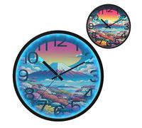 xigua Cartoon Style Japanese Mount Fuji LED Wall Clock for Bedroom Night Glow,12 Inch Silent Light Up Wall Clocks for Living Room Decor, Sound Control Modern Wall Clock Glow in Dark for Kitchen O35