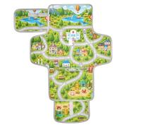 xigua Cartoon Town Map Portable Diaper Changing Pad, Waterproof Baby Changing Mat with Storage Pocket & Built-in Pillow, Foldable Travel Pad, Newborn Gift Set for Boy Girl