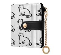xigua Cat Doodle Wallet for Women, Small Slim PU Leather Credit Card Wallets RFID Blocking Bifold, Zipper Coin Pocket Purse