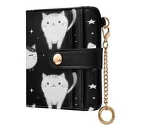 xigua Cats Black and White Wallet for Women, Small Slim PU Leather Credit Card Wallets RFID Blocking Bifold, Zipper Coin Pocket Purse