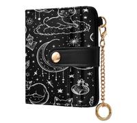 xigua Cats Black White Wallet for Women, Small Slim PU Leather Credit Card Wallets RFID Blocking Bifold, Zipper Coin Pocket Purse