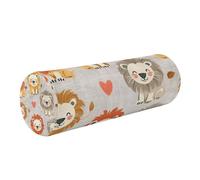 xigua Cervical Neck Roll, Tender Lion Pattern Round Pillow Washable Memory Foam Pillow, Bolster Pillow for Improved Sleeping, Travel, Home