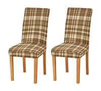 xigua Chair Covers 4 Pack,Dining Chair Slipcover Washable Removable for Kitchen,Hotel,Restaurant,Ceremony Protector-Vintage Brown Plaid Classial Buffalo Check Tartan