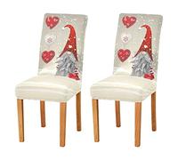 xigua Chair Covers for Dining Room 4 Pack,Traditional Christmas Gnome Santa Claus Snowflake Heart Dining Chair Slipcover Washable Removable for Kitchen,Hotel,Restaurant,Ceremony Protector