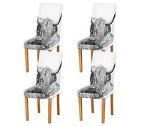 xigua Chair Covers for Dining Room, Highland Cow Chair Slipcovers Removable Washable Chair Covers Protector Perfect for Home/Restaurant/Hotel Ceremony 4PCS