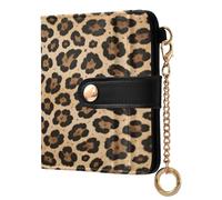 xigua Cheetah Leopard Print Wallet for Women, Small Slim PU Leather Credit Card Wallets RFID Blocking Bifold, Zipper Coin Pocket Purse