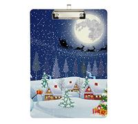 xigua Christmas Landscape Clipboard Cute Design Letter Size Clipboard A4 Standard Size 9 x 12.5 Inch with Low Profile Metal Clip for Students, Classroom, office, Women, Kids