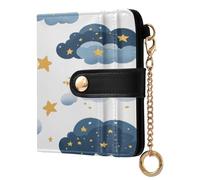 xigua Clouds and Stars Wallet for Women, Small Slim PU Leather Credit Card Wallets RFID Blocking Bifold, Zipper Coin Pocket Purse