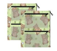 xigua Clover Bear Binder Pouch with Zipper Enforced Hole 3 Ring Fits Standard 3-Ring Binders-2 Pack