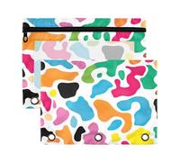 xigua Colored Spots Binder Pencil Pouch with Zipper Enforced Hole 3 Ring Pencil Case Fits Standard 3-Ring Binders-2 Pack