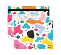 xigua Colored Spots Binder Pencil Pouch with Zipper Enforced Hole 3 Ring Pencil Case Fits Standard 3-Ring Binders-2 Pack