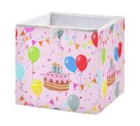 xigua Colorful Balloons Birthday Storage Cubes - 11 Inch Heavy Duty Fabric Storage Cubes for Shelves Closet - Collapsible Bins for Organizing Clothes Blankets Toys