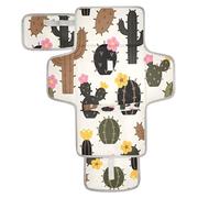 xigua Colorful Cactus Pattern Portable Diaper Changing Pad, Waterproof Baby Changing Mat with Storage Pocket & Built-in Pillow, Foldable Travel Pad, Newborn Gift Set for Boy Girl