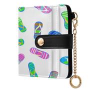 xigua Colorful Flip Flops Wallet for Women, Small Slim PU Leather Credit Card Wallets RFID Blocking Bifold, Zipper Coin Pocket Purse