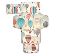 xigua Colorful Hot Air Balloons Portable Diaper Changing Pad, Waterproof Baby Changing Mat with Storage Pocket & Built-in Pillow, Foldable Travel Pad, Newborn Gift Set for Boy Girl