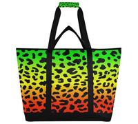 xigua Colorful Leopard Print Insulated Reusable Grocery Bags, Large Heavy Duty Shopping Tote, Foldable Cooler Bag with Handles for Fruit Vegetable Clothes Toys and Picnic473