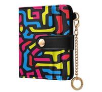 xigua Colorful Maze Wallet for Women, Small Slim PU Leather Credit Card Wallets RFID Blocking Bifold, Zipper Coin Pocket Purse