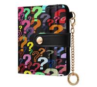 xigua Colorful Question Mark Wallet for Women, Small Slim PU Leather Credit Card Wallets RFID Blocking Bifold, Zipper Coin Pocket Purse