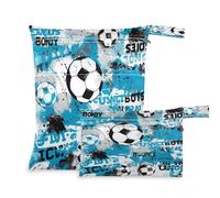 xigua Cool Football Wet Bag Nappy Bag,2 PCS Wet Dry Bag, Reusable Produce Bags,Waterproof Washable Hanging Large Two Zippered Pockets for Baby Diaper Travel Beach Pool Daycare Gym Bag749