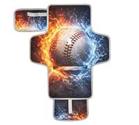 xigua Cool Lightning Baseball Portable Diaper Changing Pad, Waterproof Baby Changing Mat with Storage Pocket & Built-in Pillow, Foldable Travel Pad, Newborn Gift Set for Boy Girl