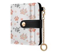 xigua Coral Paws Wallet for Women, Small Slim PU Leather Credit Card Wallets RFID Blocking Bifold, Zipper Coin Pocket Purse