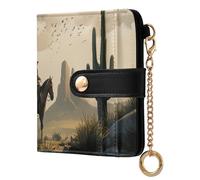 xigua Cowboy Rides A Horse Across The Desert Women's RFID Wallet -Sof Leather Small Ladies Purse with Zipper Coin Pocket & ID Window - Purse Card Holder for Women1077