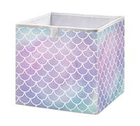 xigua Cube Storage Bin Violet Mermaid Scales Foldable Storage Basket Toy Storage Box for Home Organizing Shelf Closet Bins, 11 x 11 x 11-Inch