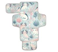 xigua Cute Axolotls Portable Diaper Changing Pad, Waterproof Baby Changing Mat with Storage Pocket & Built-in Pillow, Foldable Travel Pad, Newborn Gift Set for Boy Girl