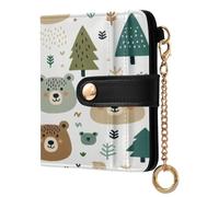 xigua Cute Bear Faces Wallet for Women, Small Slim PU Leather Credit Card Wallets RFID Blocking Bifold, Zipper Coin Pocket Purse