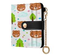 xigua Cute Bear Faces Wallet for Women, Small Slim PU Leather Credit Card Wallets RFID Blocking Bifold, Zipper Coin Pocket Purse