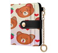 xigua Cute Bear Faces Wallet for Women, Small Slim PU Leather Credit Card Wallets RFID Blocking Bifold, Zipper Coin Pocket Purse