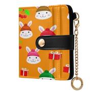 xigua Cute Bunny Faces Wallet for Women, Small Slim PU Leather Credit Card Wallets RFID Blocking Bifold, Zipper Coin Pocket Purse