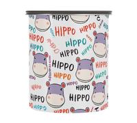 xigua Cute Cartoon Hippo Faces Airtight Coffee Storage Canister 900ml,Stainless Steel Kitchen Food Storage Container for Grounds Coffee,Beans,Tea,Grains&sugar153