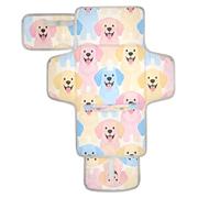 xigua Cute Colorful Dog Portable Diaper Changing Pad, Waterproof Baby Changing Mat with Storage Pocket & Built-in Pillow, Foldable Travel Pad, Newborn Gift Set for Boy Girl