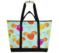 xigua Cute Colorful Drinks Insulated Reusable Grocery Bags, Large Heavy Duty Shopping Tote, Foldable Cooler Bag with Handles for Fruit Vegetable Clothes Toys and Picnic111